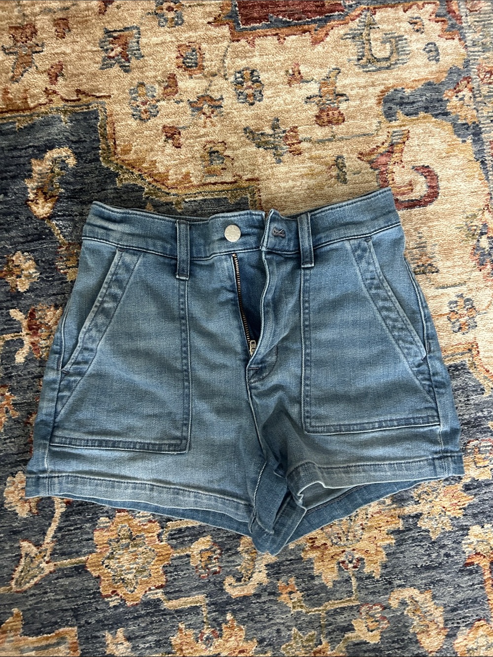 J. Crew Factory Light Blue Denim High-Rise Utility Shorts